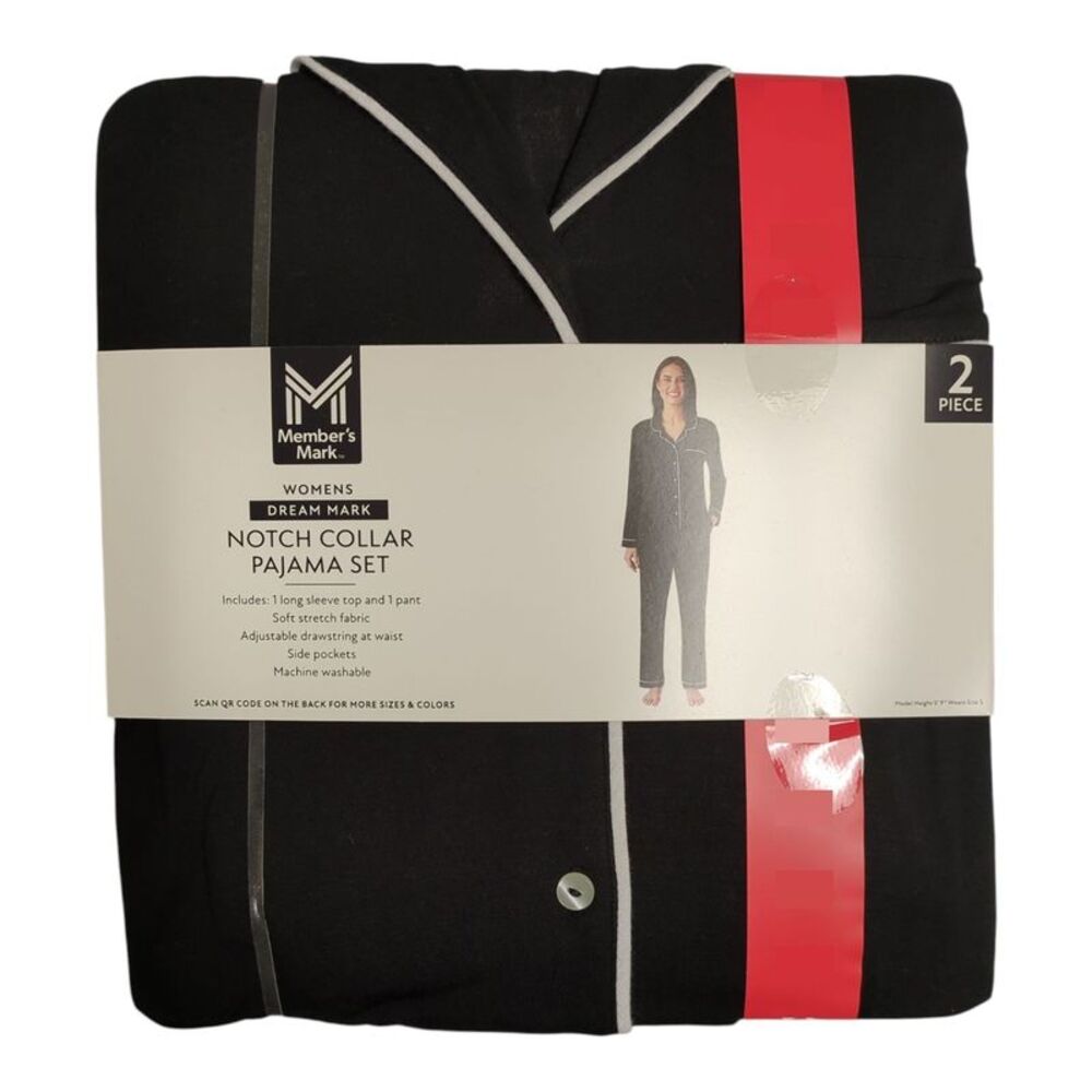 Member's Mark Women's Dream Mark Classic 2-Piece Notch Collar Pajama Set - Black
